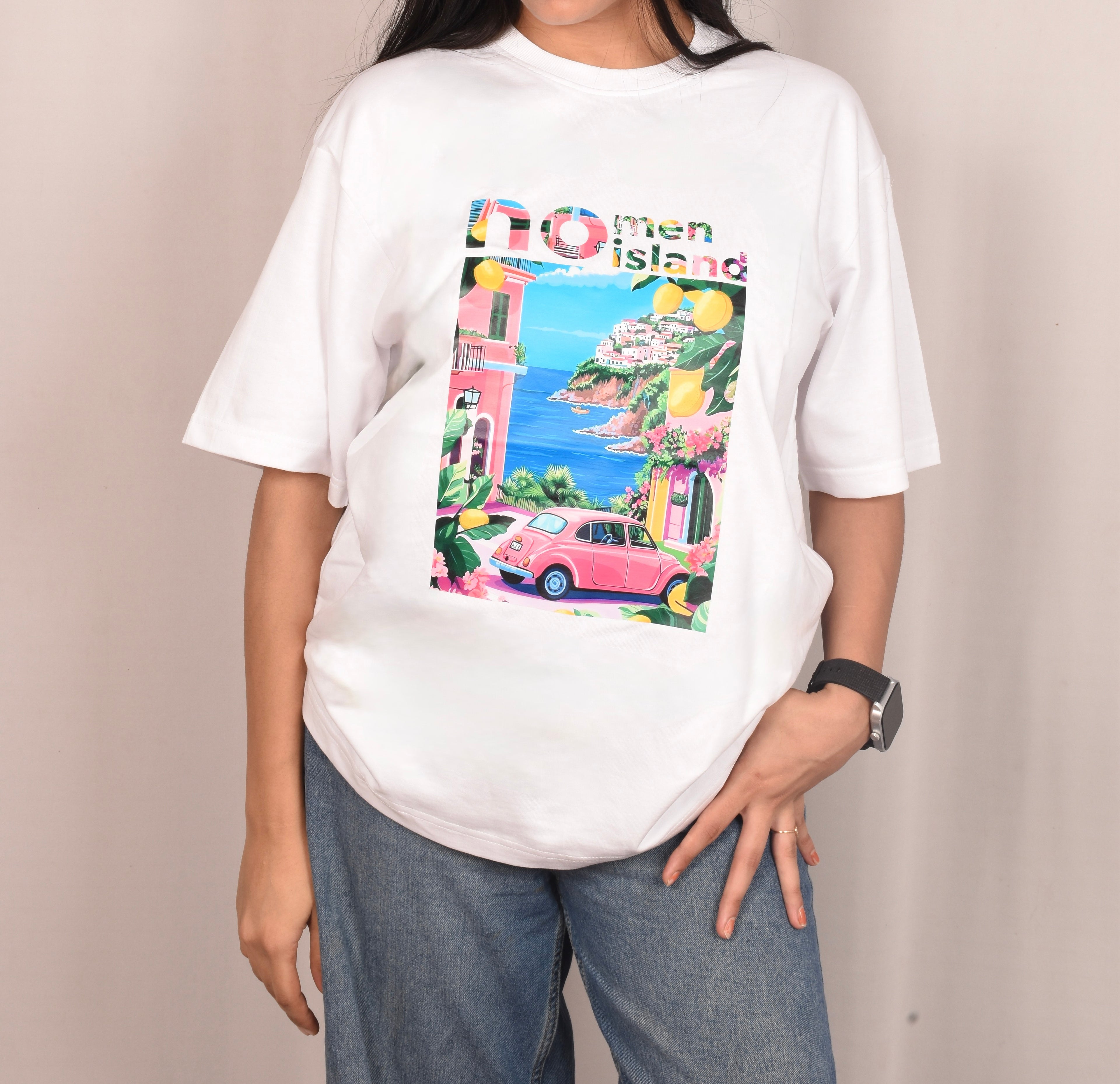 "No Men Island – Amalfi Coast Edition" Oversized Tee 🇮🇹✨