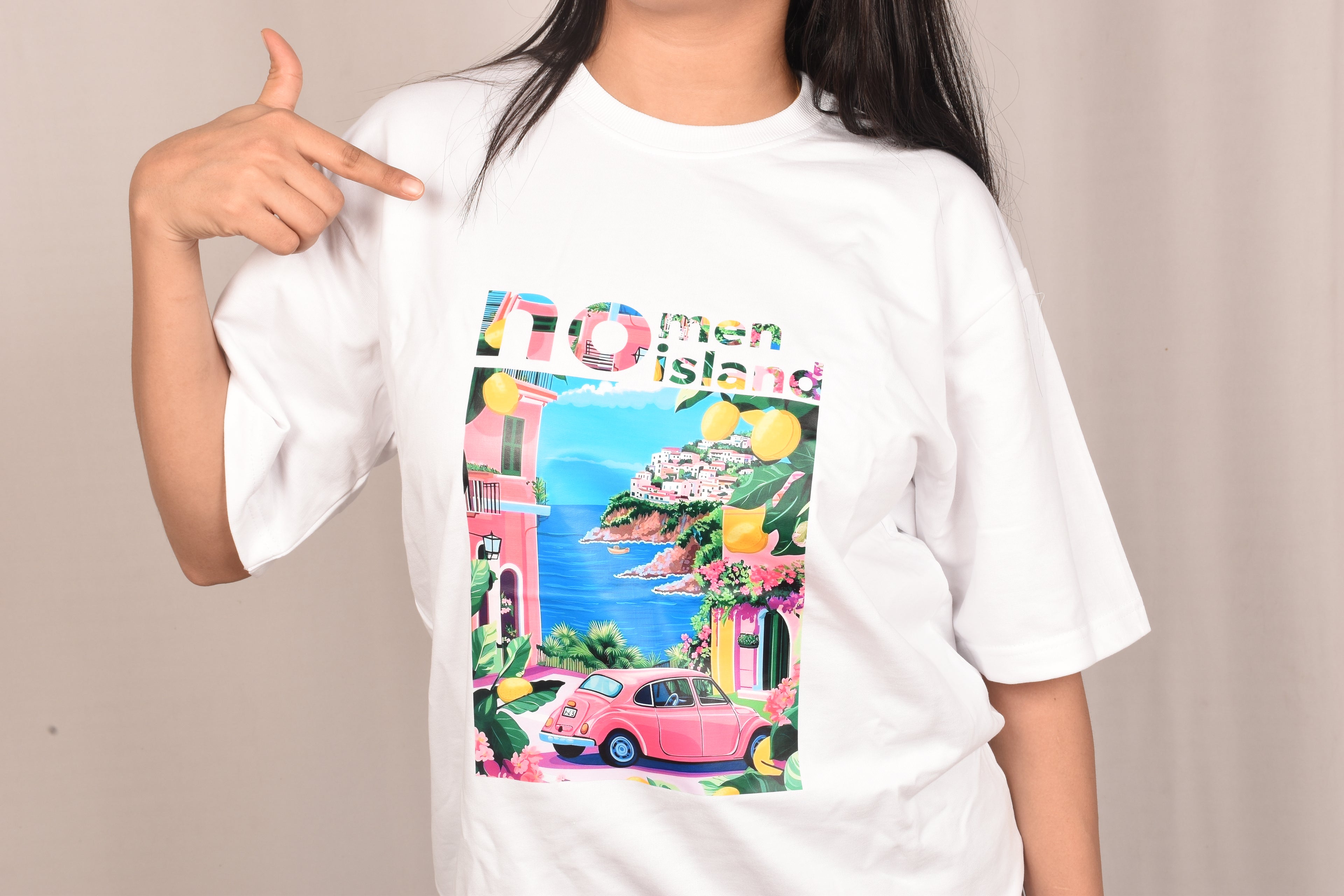 "No Men Island – Amalfi Coast Edition" Oversized Tee 🇮🇹✨